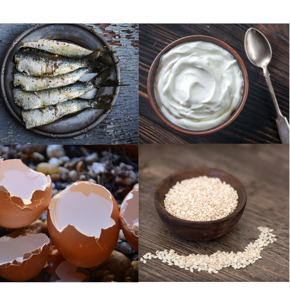 Image created with four quadrants showing various types of food