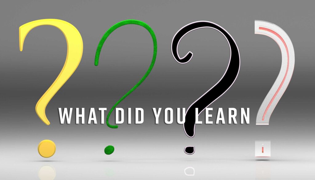 Quiz featured image: question marks with the title What did you learn